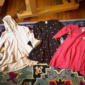 Gymboree Girls' dress bundle lot pink polka dot long sleeve velour size 4